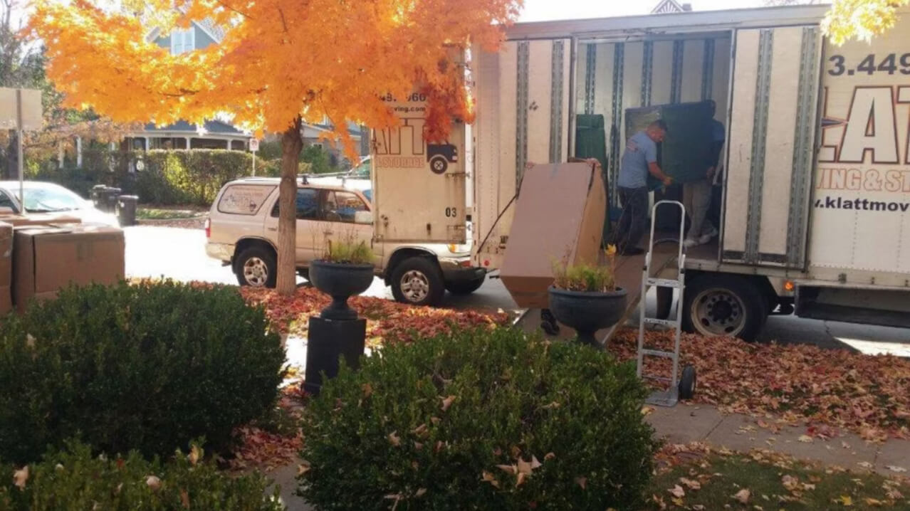 Guys moving on a beautiful fall day